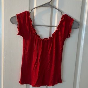 Red Off the Shoulder Top